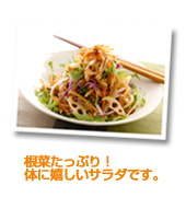金平レンコンと生野菜のサラダ