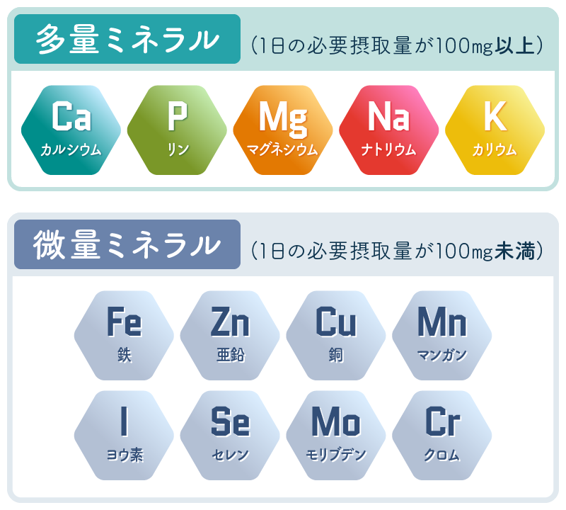 多量ミネラル・微量ミネラル