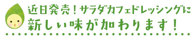 近日発売!サラダカフェドレッシングに新しい味が加わります! 近日発売!サラダカフェドレッシングに新しい味が加わります!