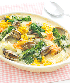 あさりと菜の花の春グラタン