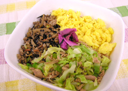 春の3色そぼろ丼