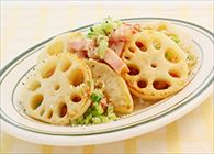 焼き大根と蓮根のマリネ～ブロックベーコン添え～