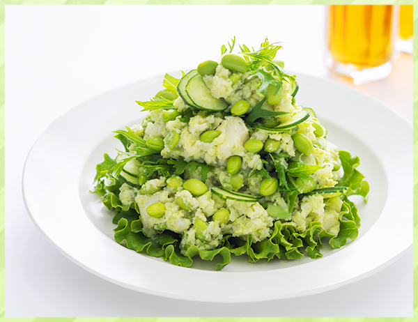 季節の新メニュー｜枝豆と鶴岡産だだちゃ豆のポテトサラダ｜サラダ